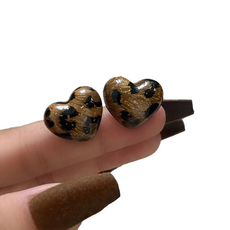 Women's Leopard Print Lovely Geometric Ear Retro High-grade Niche Personality Rings