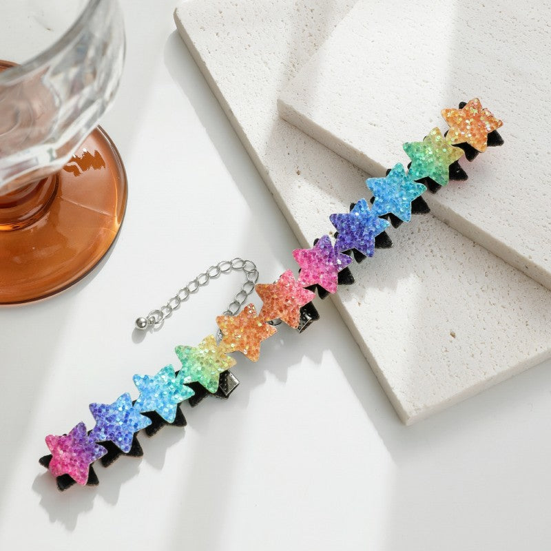 Women's Sweet Dopamine Rainbow Gentle Love Five-pointed Necklaces