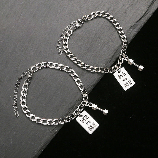 Men's Style Small Dumbbell Trendy Simple Personality Hip Hop Couple Bracelet