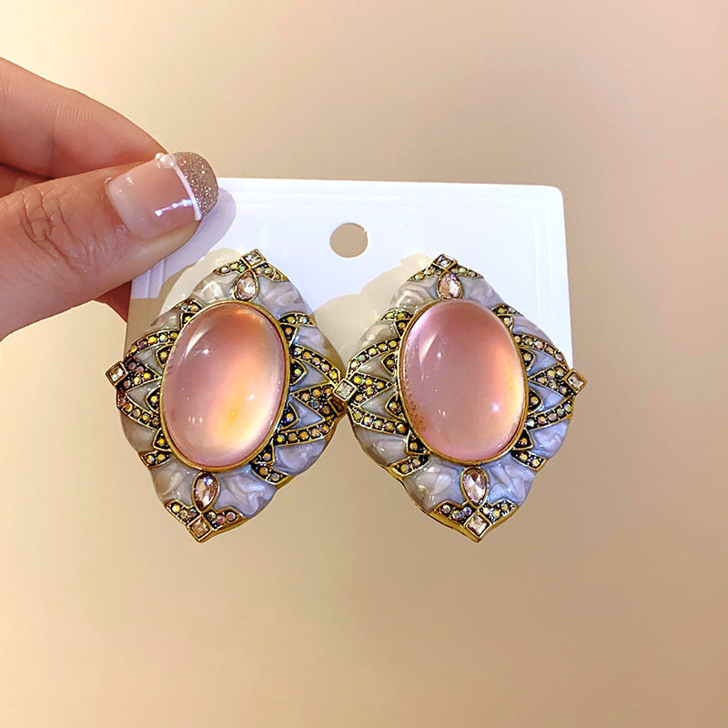 Women's Palace Style Sier Flower Light Luxury High-grade Design Sense Earrings