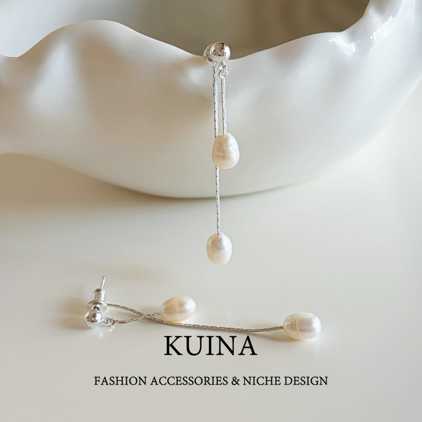 Women's Pearl Tassel French Style Temperament Entry Lux Sier Stud Earrings
