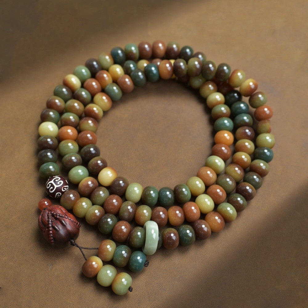 Women's & Men's Natural Bodhi Double Circle Abacus Beads Rosary Hand Bracelets