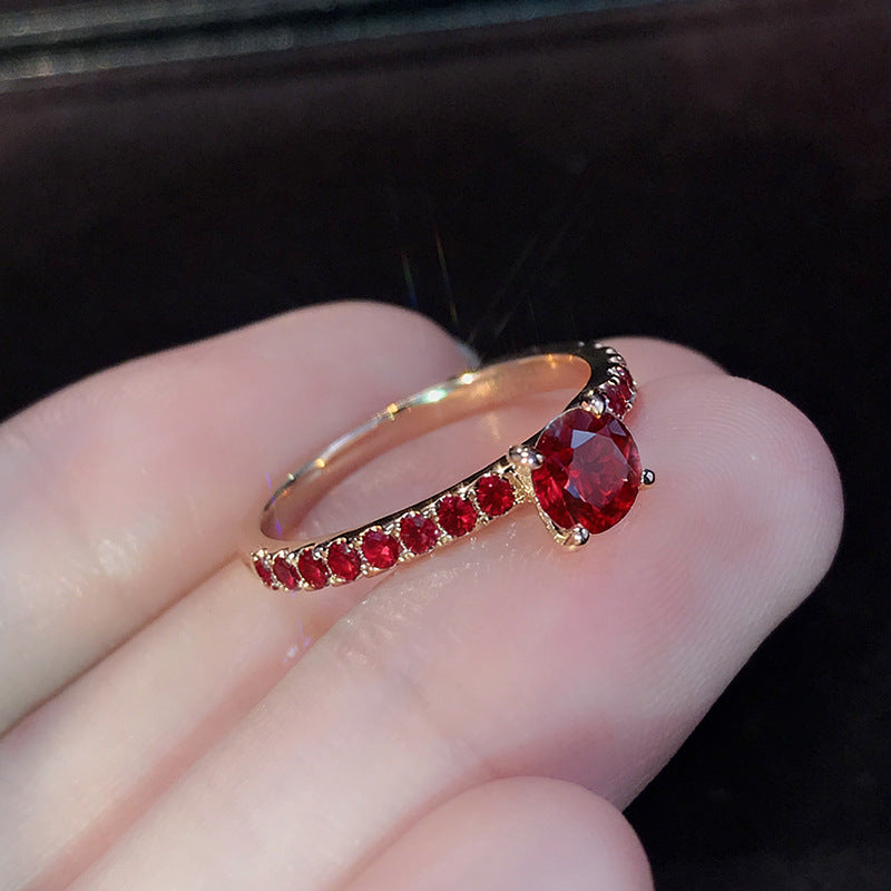Simple Rose Gold Plated Artificial Zircon Ring