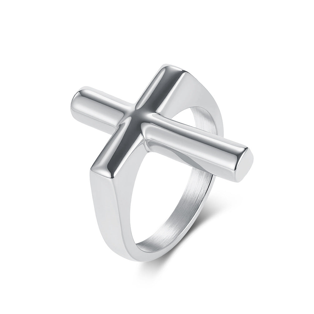 Men's Titanium Steel Cross Design Stainless Forefinger Rings