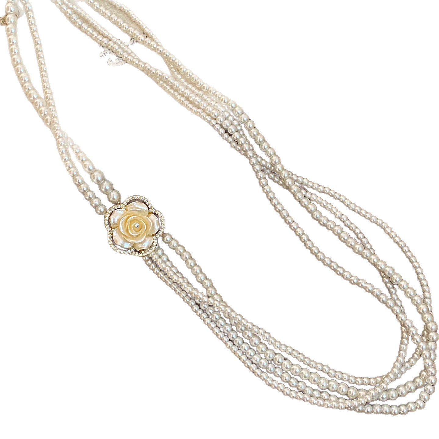 Pearls Diamond Flower French Elegant Retro Temperament Clavicle Chain Light Necklaces