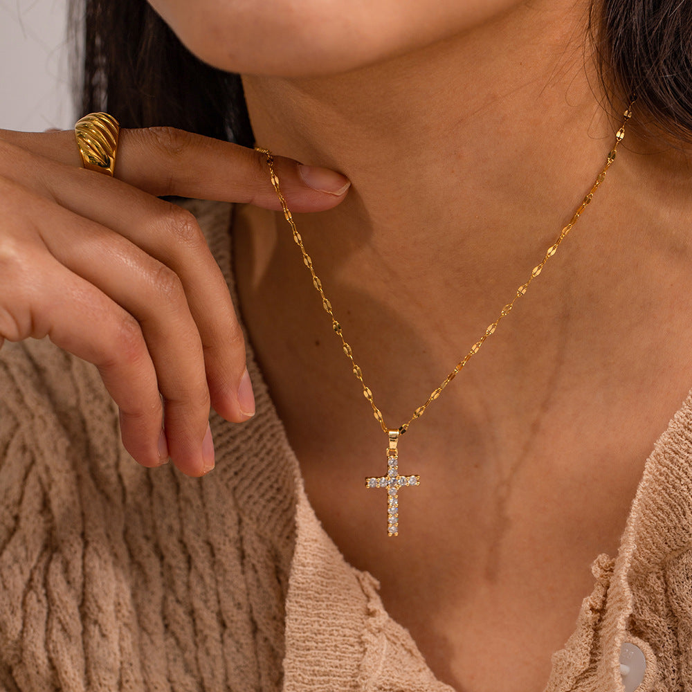 Women's Diamond Cross For Spring Simple Daily Necklace