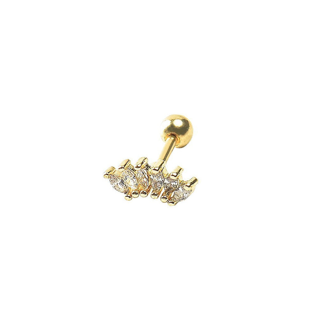 Inlaid Nail Straight Rod Stainless Steel Stud Earrings