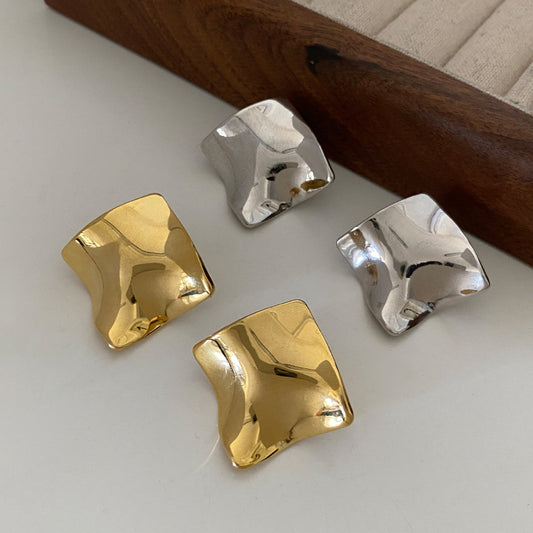 Gold Plated Sier Needle Irregular Twisted Earrings