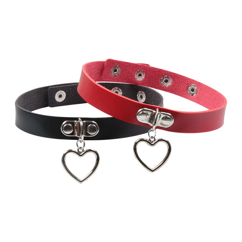 Soft Leather Love Heart Shaped Female Neckband Clavicle Necklaces