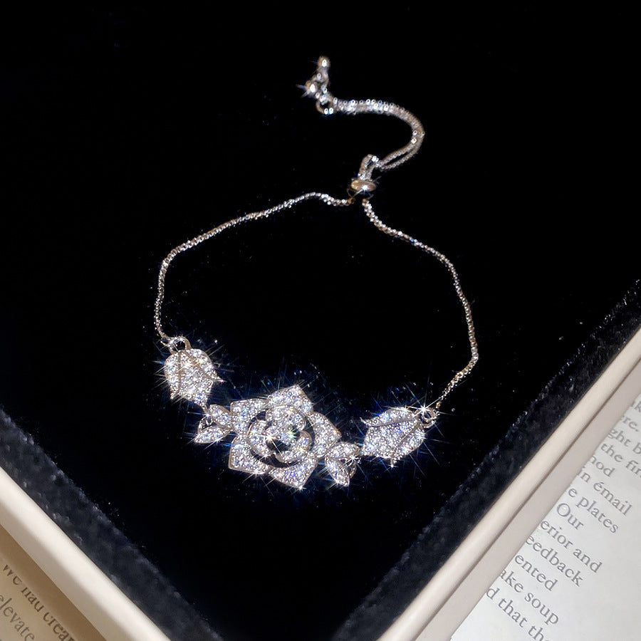 Women's Austrian Bright Gem Flower Light Luxury High-grade Court Style Fashion Bracelets
