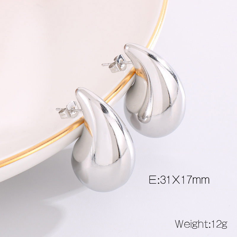 Design Chubby Water Drop Fashion Stainless Earrings