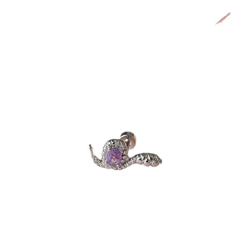 Dream Snake Super Shiny Purple Zircon Sweet Stud Earrings