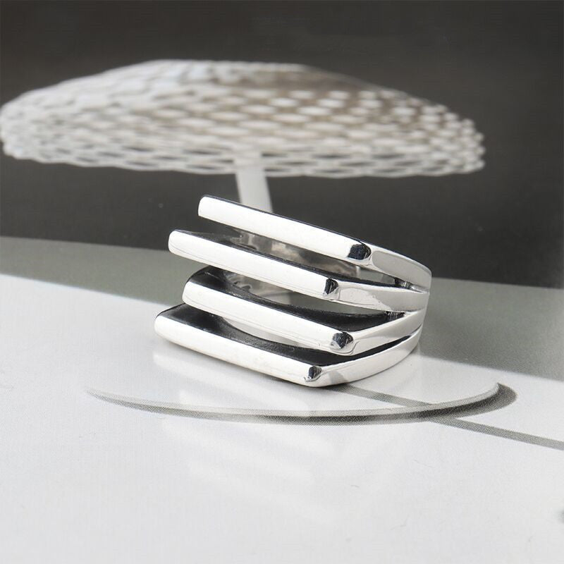 Out Multilayer Female Temperament Glossy Geometric Irregular Cold Rings
