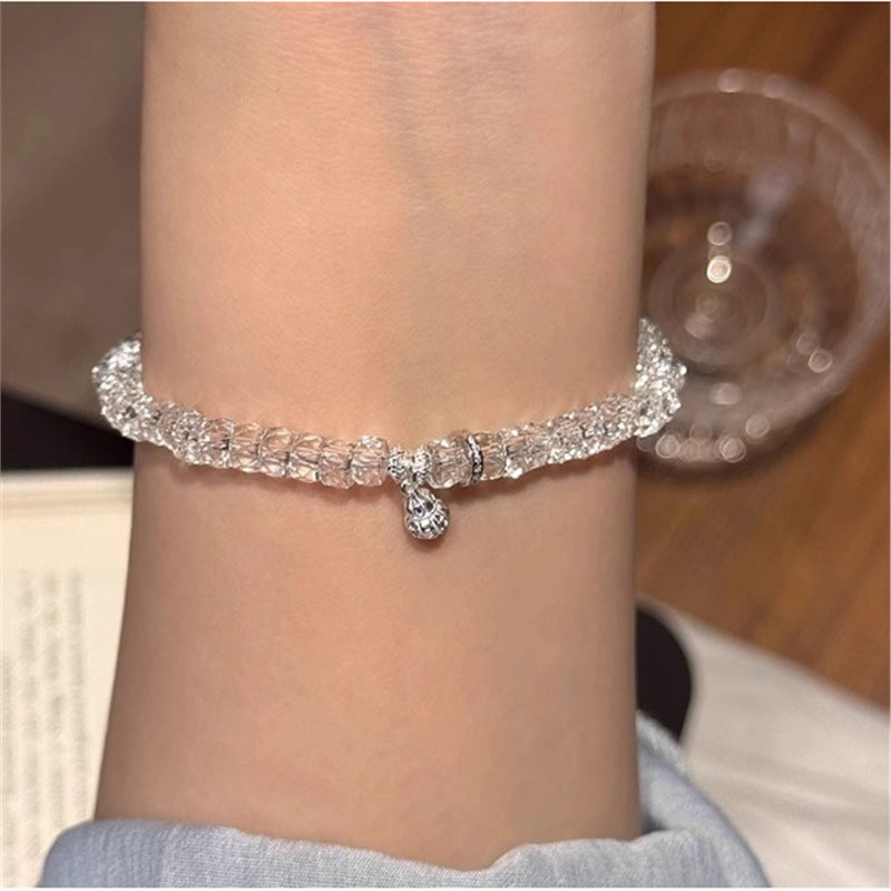 Women's Natural Net Body Flash White Crystal Gourd Bracelet