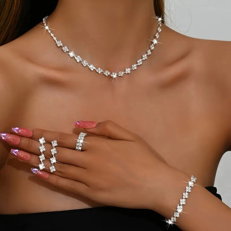 Kit Zircon Wings Water Drop Wedding Dinner Party Formal Jewelry Set