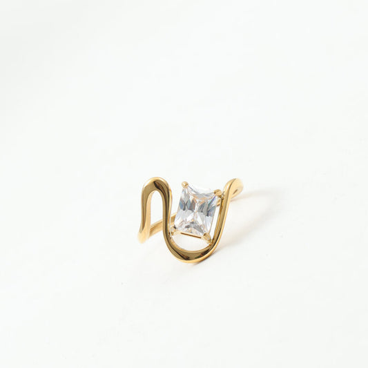 Large Rectangular Zircon Curve Titanium Steel Bracelets