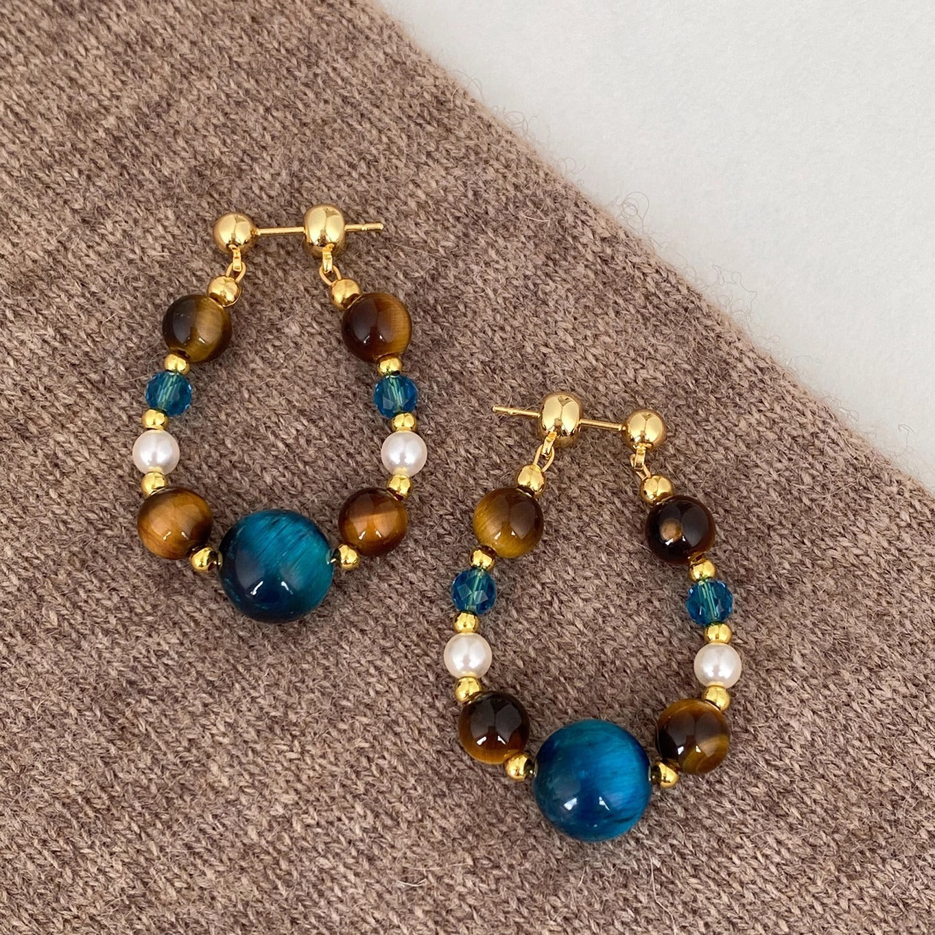 Blue Crystal Butterfly Flower Fashion Simple Fresh Light Luxury High Earrings
