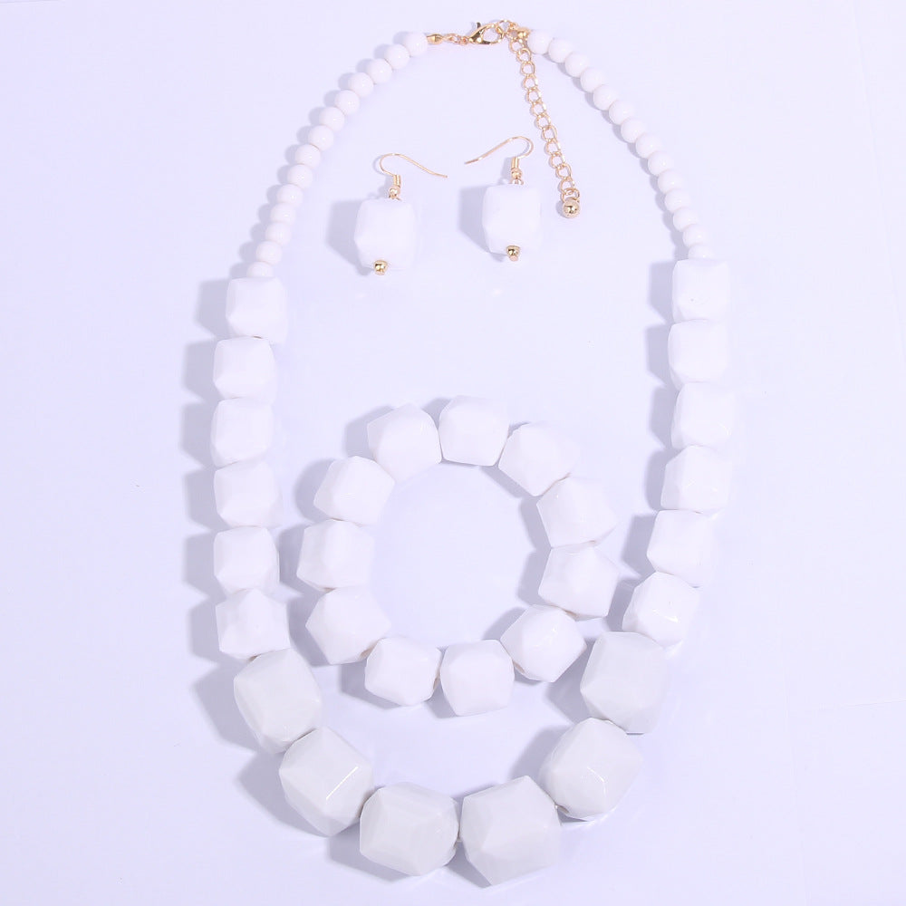 Fashion Geometry Pattern Acrylic Handmade Beaded Earrings