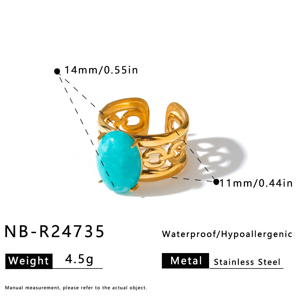 Women's Steel With Natural Stone Fashion Geometry Ring