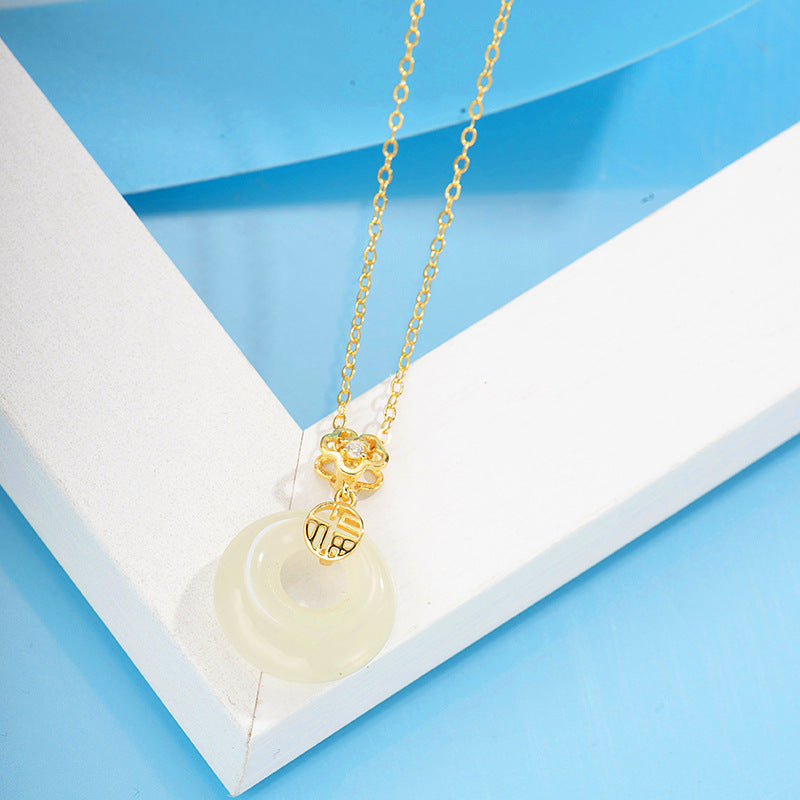 Women's Character Natural Jade Peace Buckle National Necklaces
