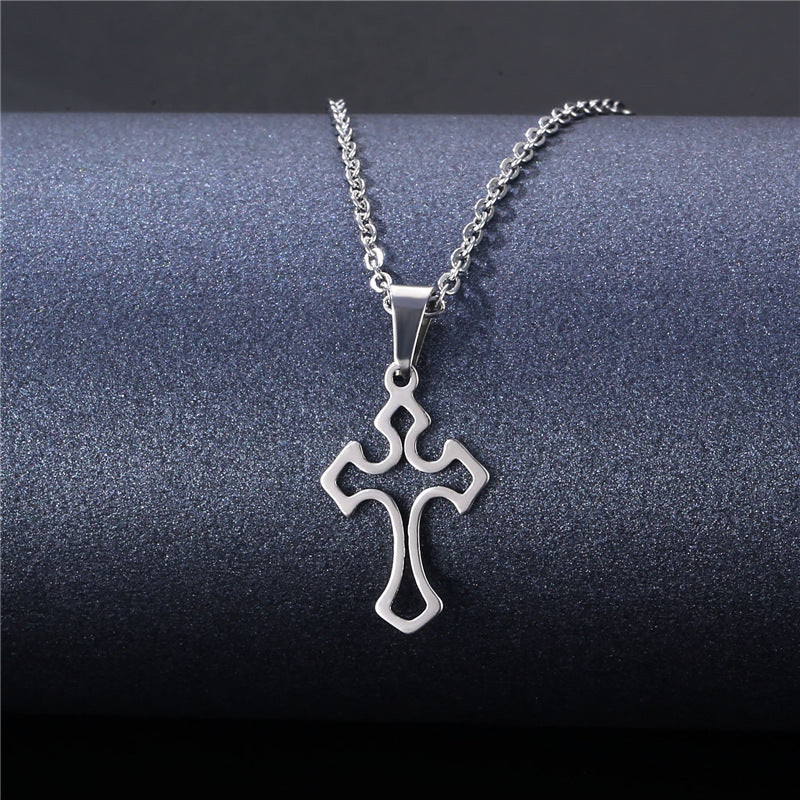 Stainless Steel Cut Hollow Geometry Tag Necklace
