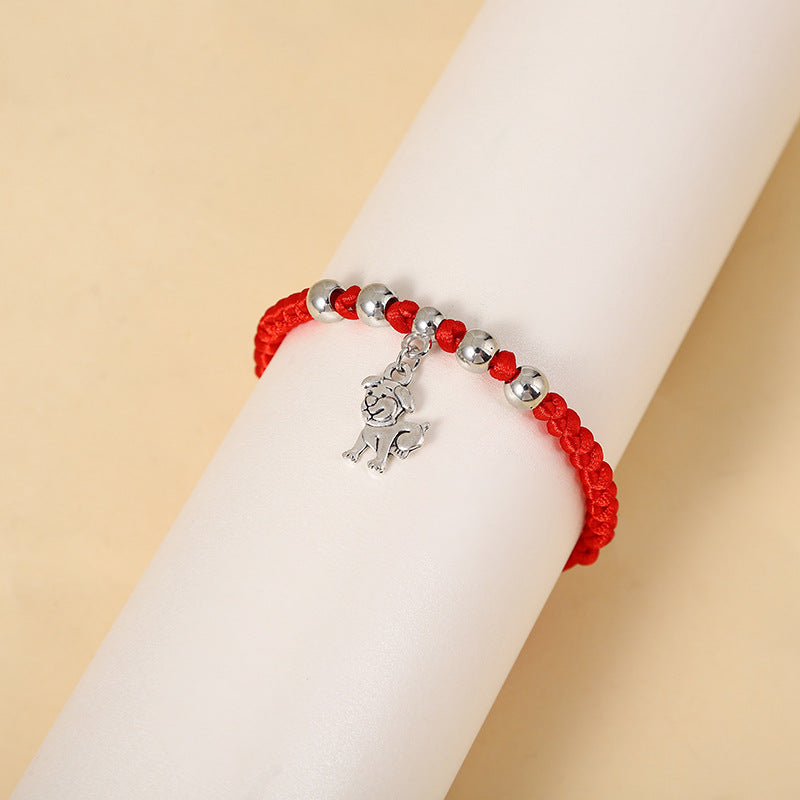 Zodiac Antique Sier Exquisite Red Rope Bracelets