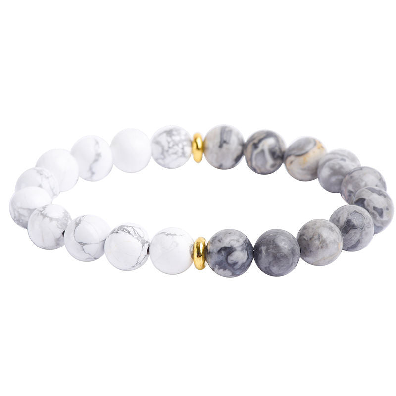 Women's & Men's Black Agate Haematite Snowflake Stone Design Bracelets