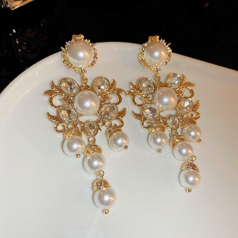 Pearl Flower Tassel Niche Temperament Atmosphere Affordable Earrings