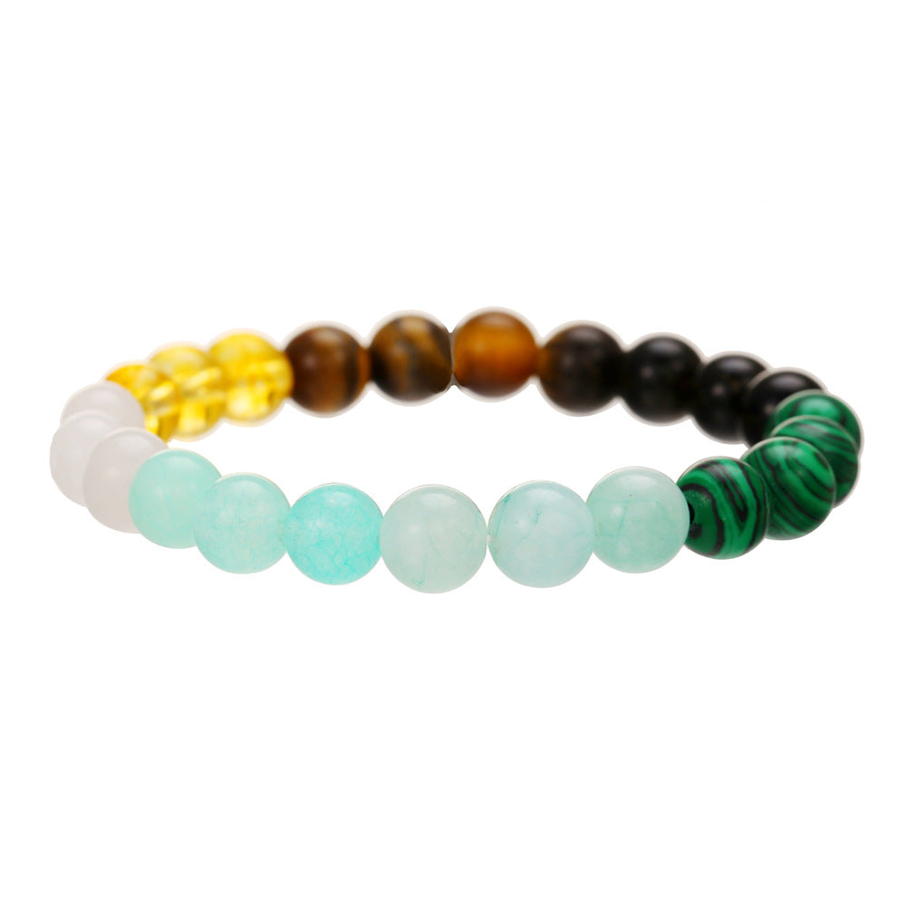 Men's Unisex Black Agate Cut Crystal Combination Bracelets