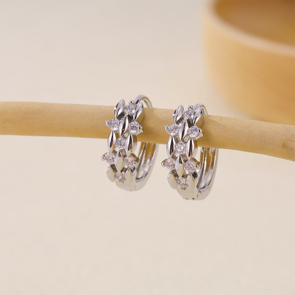Women's Selection Fashionable Multi Zircon Inlaid Zirconium Earrings