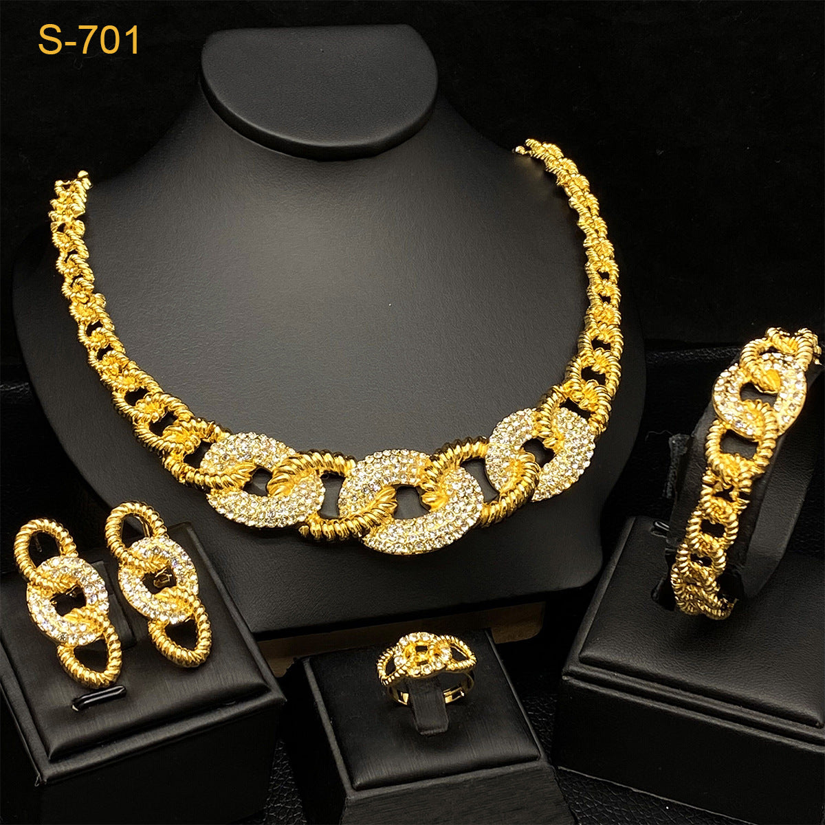 Glamorous Gold Bridal Indian Nigeria Batch Jewelry Set