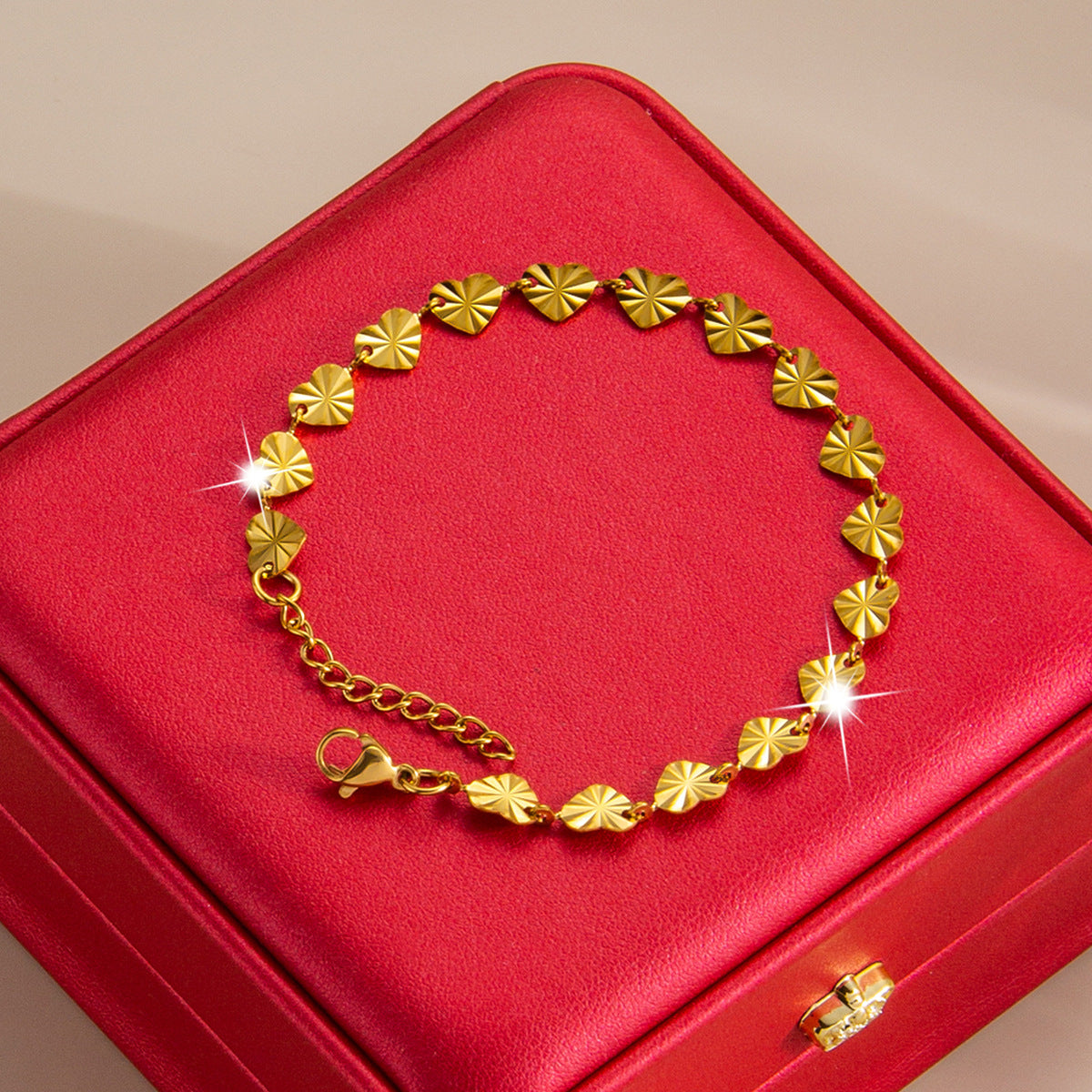 Women's Embossed Love Titanium Steel Gold-plated High-grade Bracelets