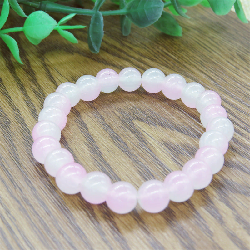 Transparent Pink White Jade Pliable Temperament Bracelets