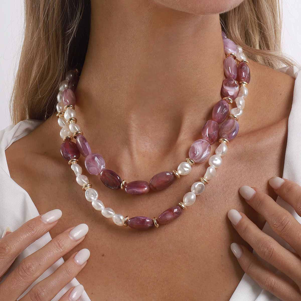 Niche Color Resin Handmade Beaded Temperament Entry Necklace