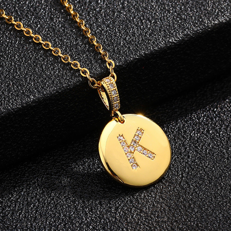 Women's Letter Fashionable English Copper Inlaid Zircon Small Necklaces