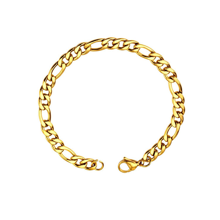 Men's Hip Hop Titanium Steel Stainless Figaro Simple Personality Fashion Trend Bracelet