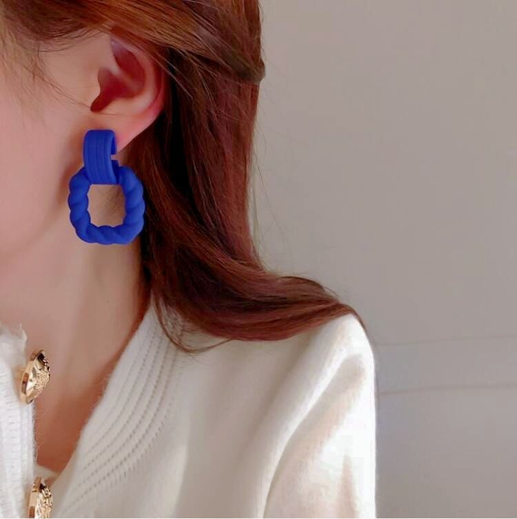 Needle Acrylic Twist Square Patch Graceful Geometric Retro Earrings