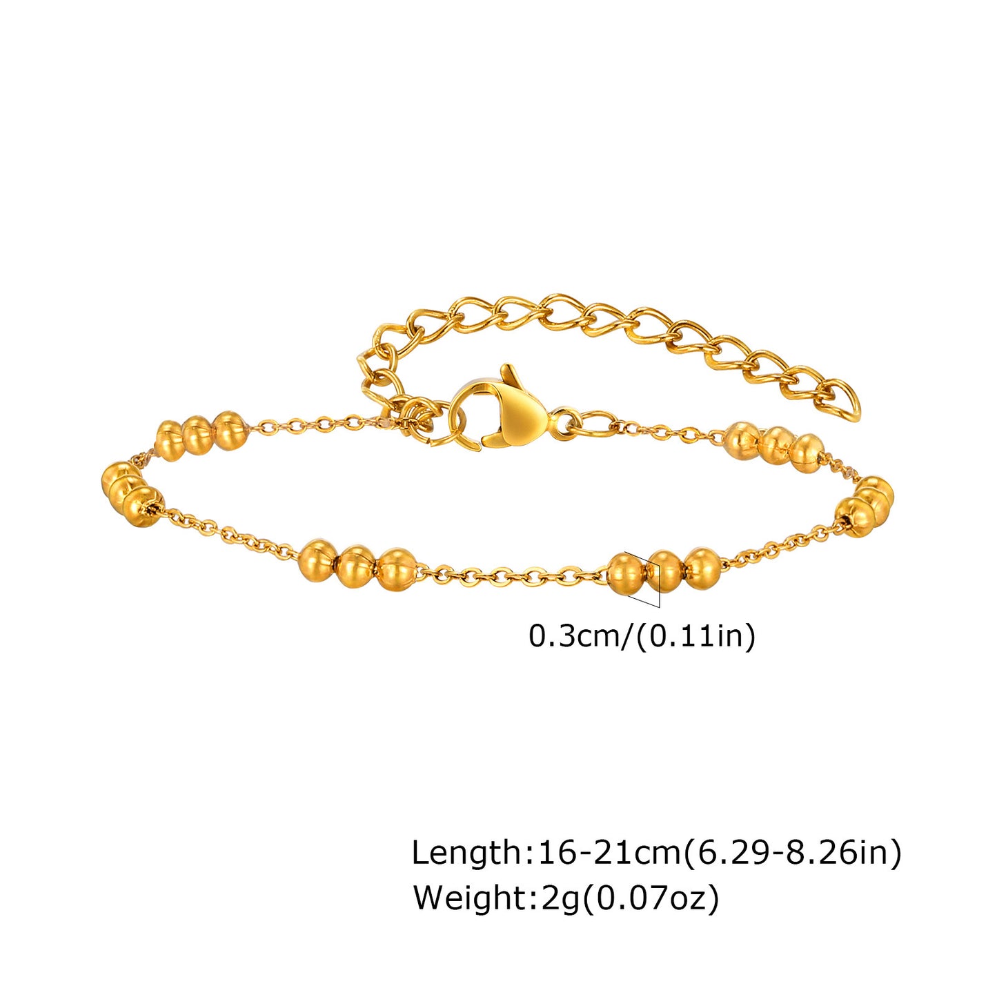 Basic Style Three Spacer Beads Stainless Steel Bracelets