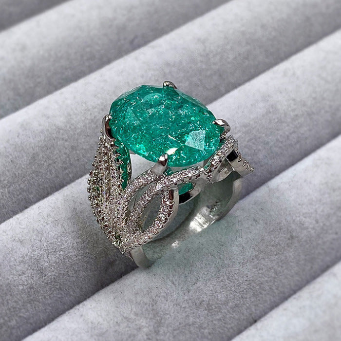 Fashion Classic Retro Flower Colored Gems Imitation Ring