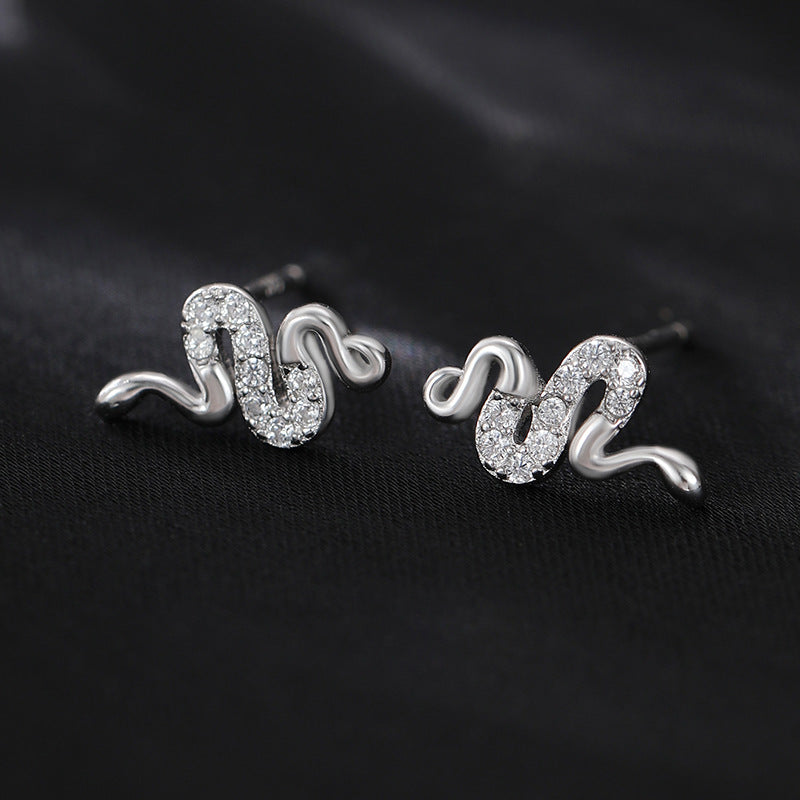 Women's Zirconium Spirit Snake Personality Unique Design Cold Earrings