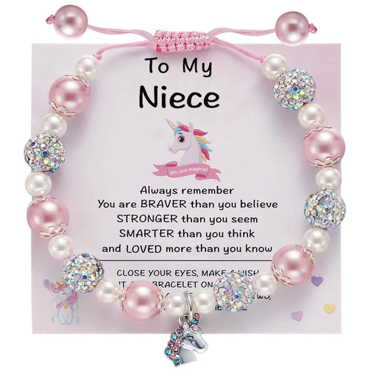 Hand-woven Unicorn Colorful Crystals Clay Rhinestone Ball Bracelet