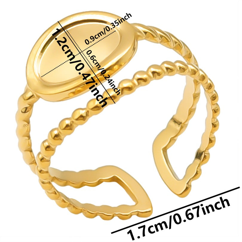 Women's & Men's Stainless Steel Titanium Geometric Oval Base Support Cold Rings