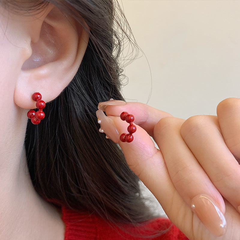 Pattern Love Artificial Pearl Festive High-grade Earrings