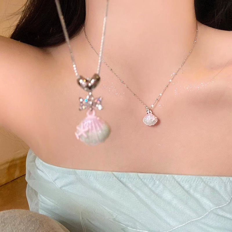 Diamond Dripping Shell Simple Fashion Summer Seaside Sweet Girlish Style Necklace