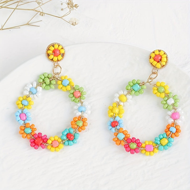 Geometric Bohemian Summer Flower Color Dopamine Earrings