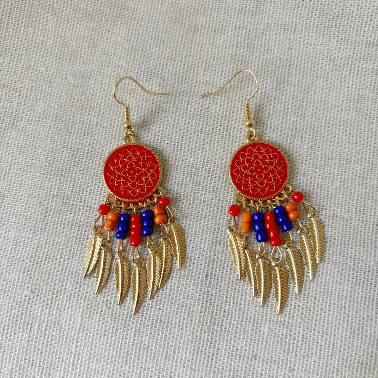 Women's Bohemian Tassel National Style Bead Design Niche Retro Ethnic Tibetan Rings