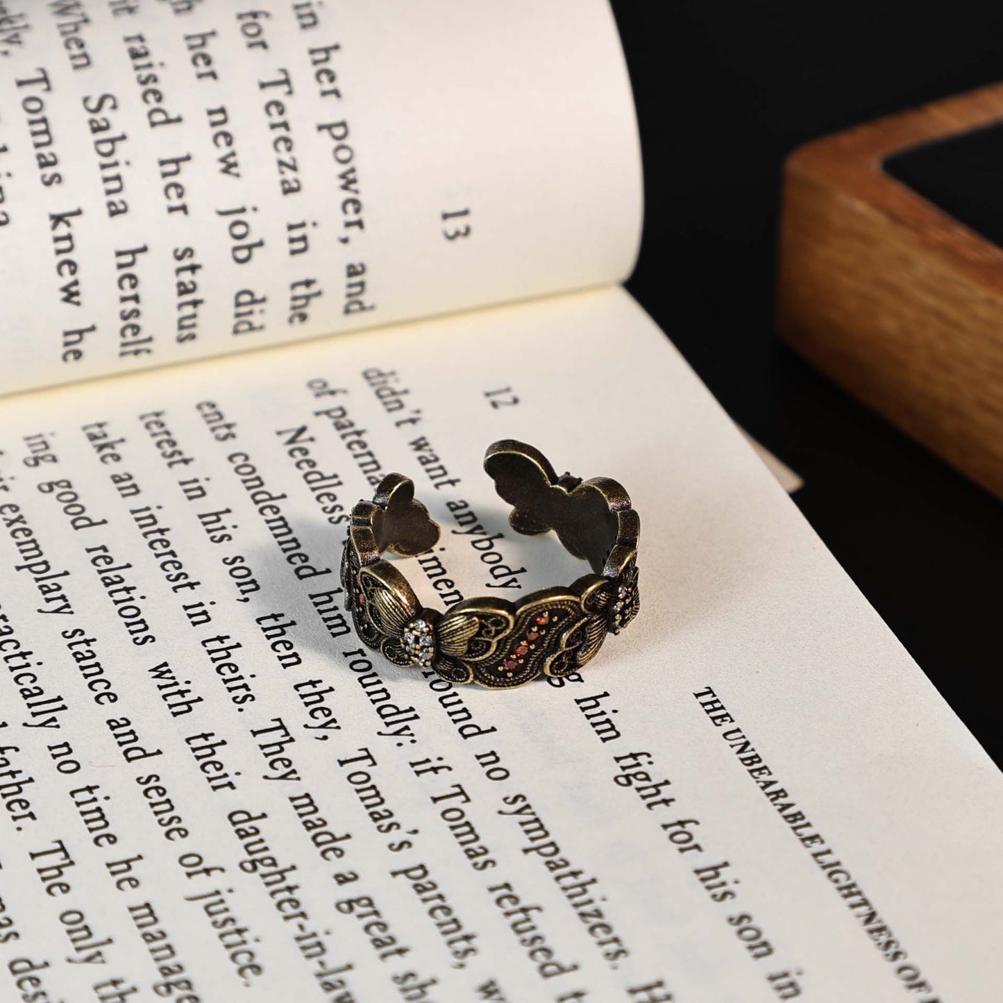 Distressed Style Twin Artistic Retro Matte Ring