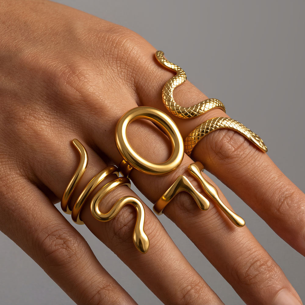 Fashion Stainless Steel Snake Exaggerated Personalized Creative Rings