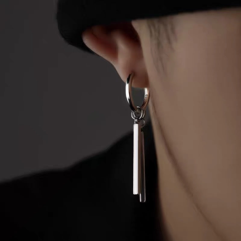 Men's Sterling Sier Trendy High-grade Single Unique Earrings