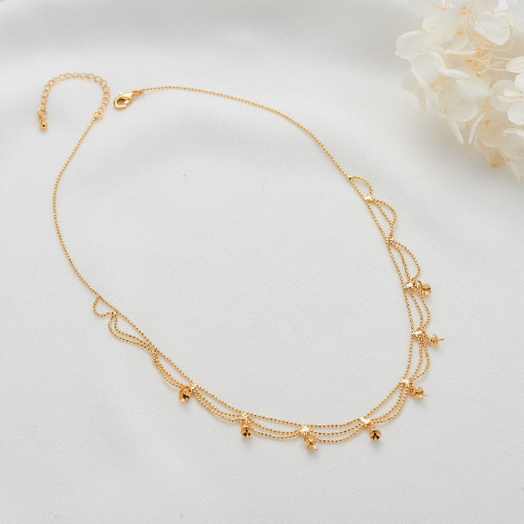 Women's Wave Chain Simple Stitching Personality Metal Zircon Inlaid Necklace